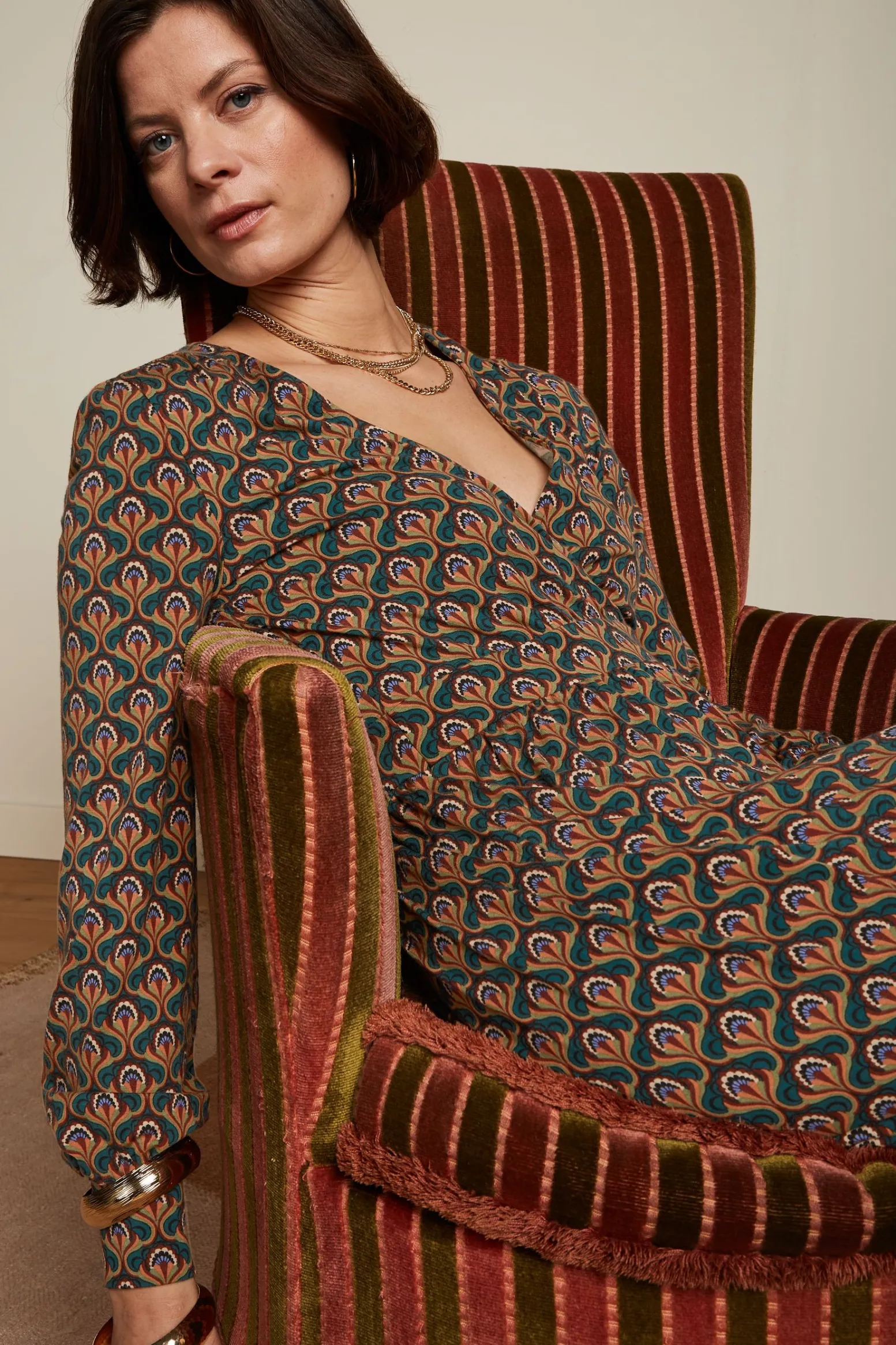 King Louie Jurken|Loretta Dress Jubilee Dragonfly Green