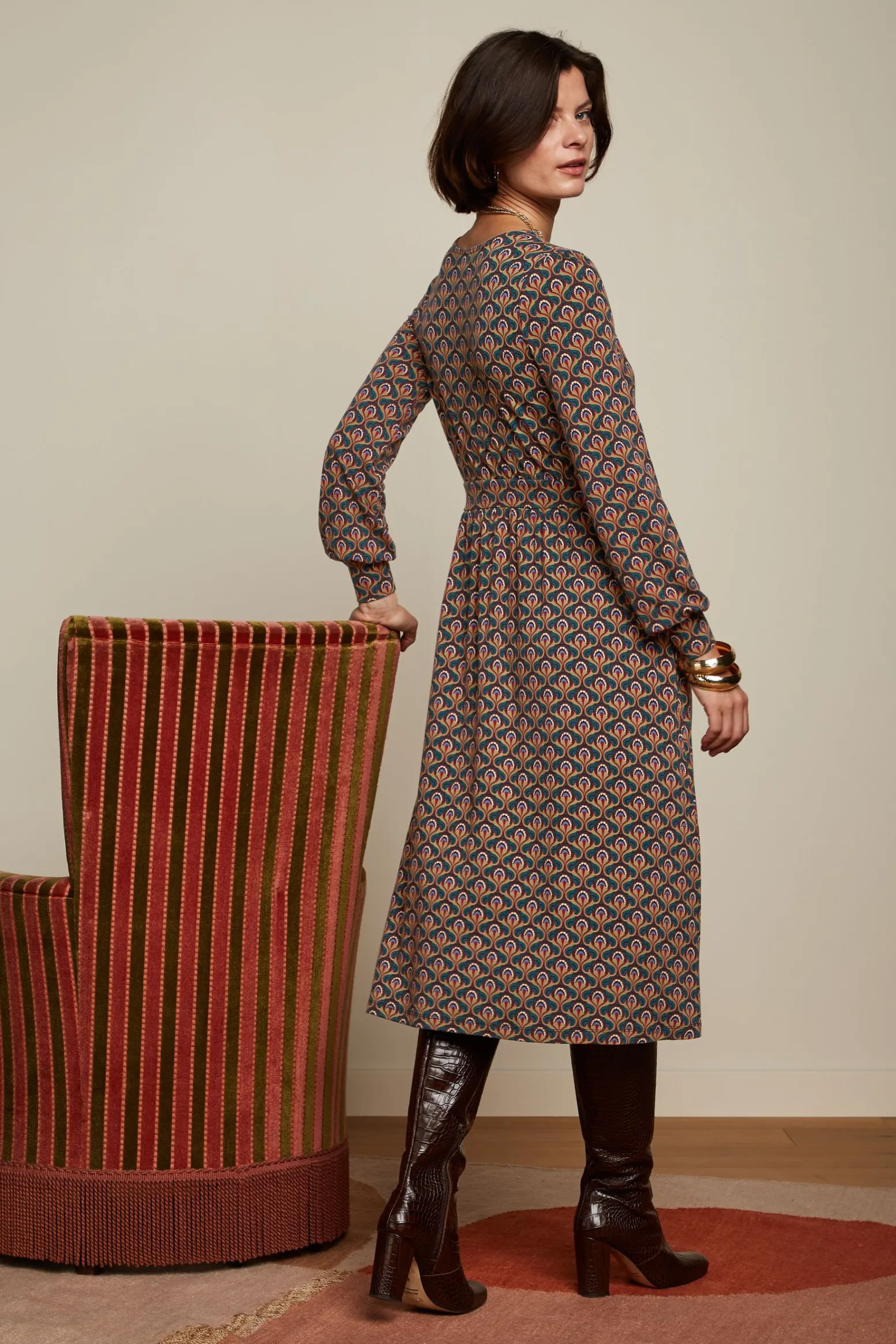 King Louie Jurken|Loretta Dress Jubilee Dragonfly Green