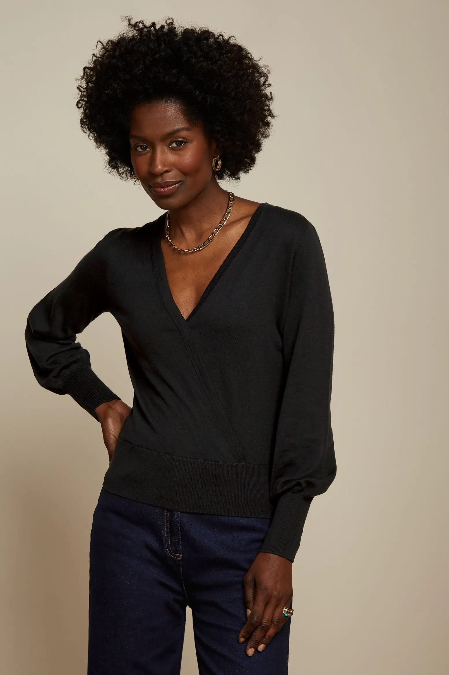 King Louie Tops & Shirts|Lulu Wrap Top Cocoon Black