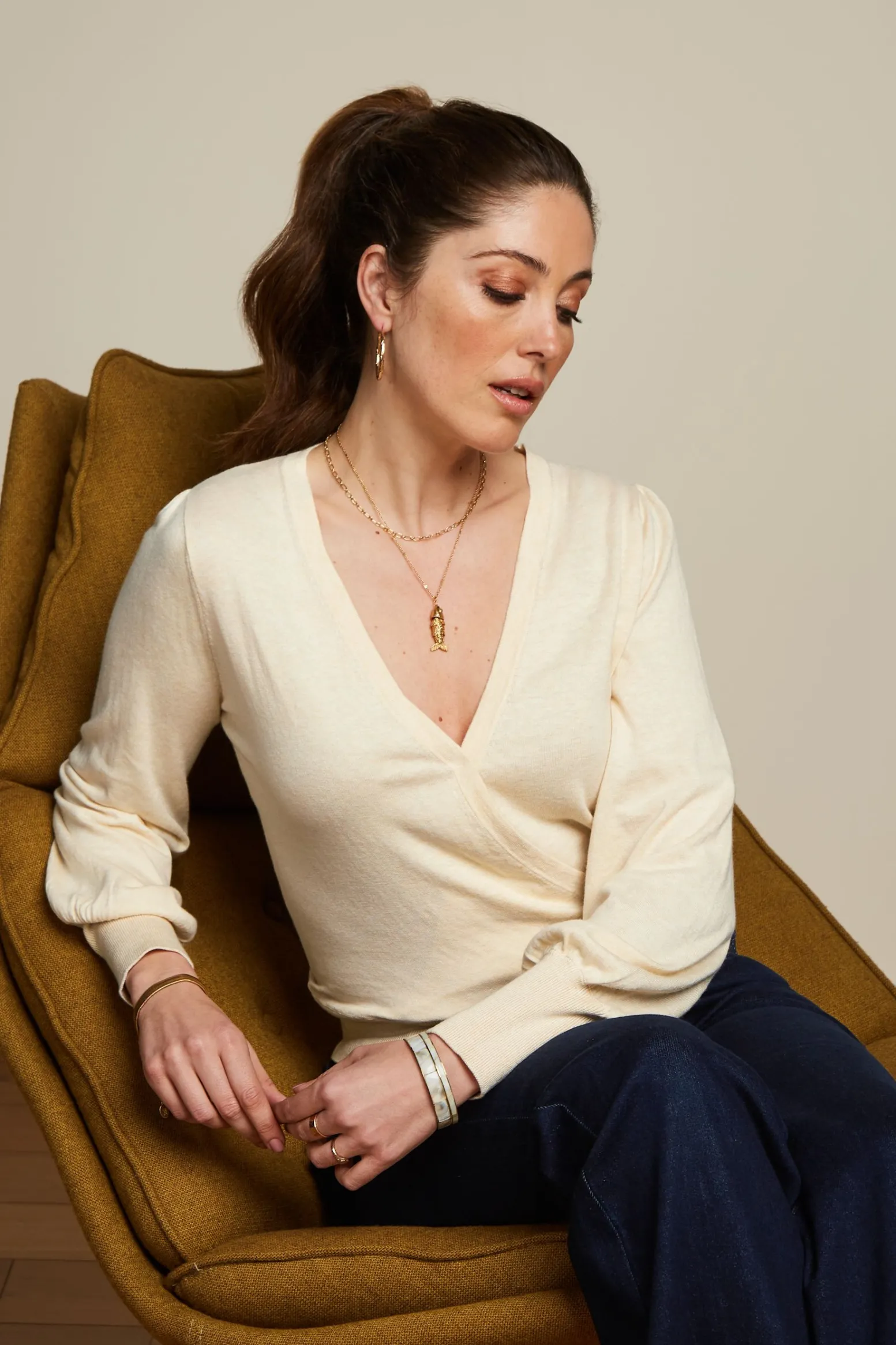 King Louie Tops & Shirts|Lulu Wrap Top Cocoon Cream