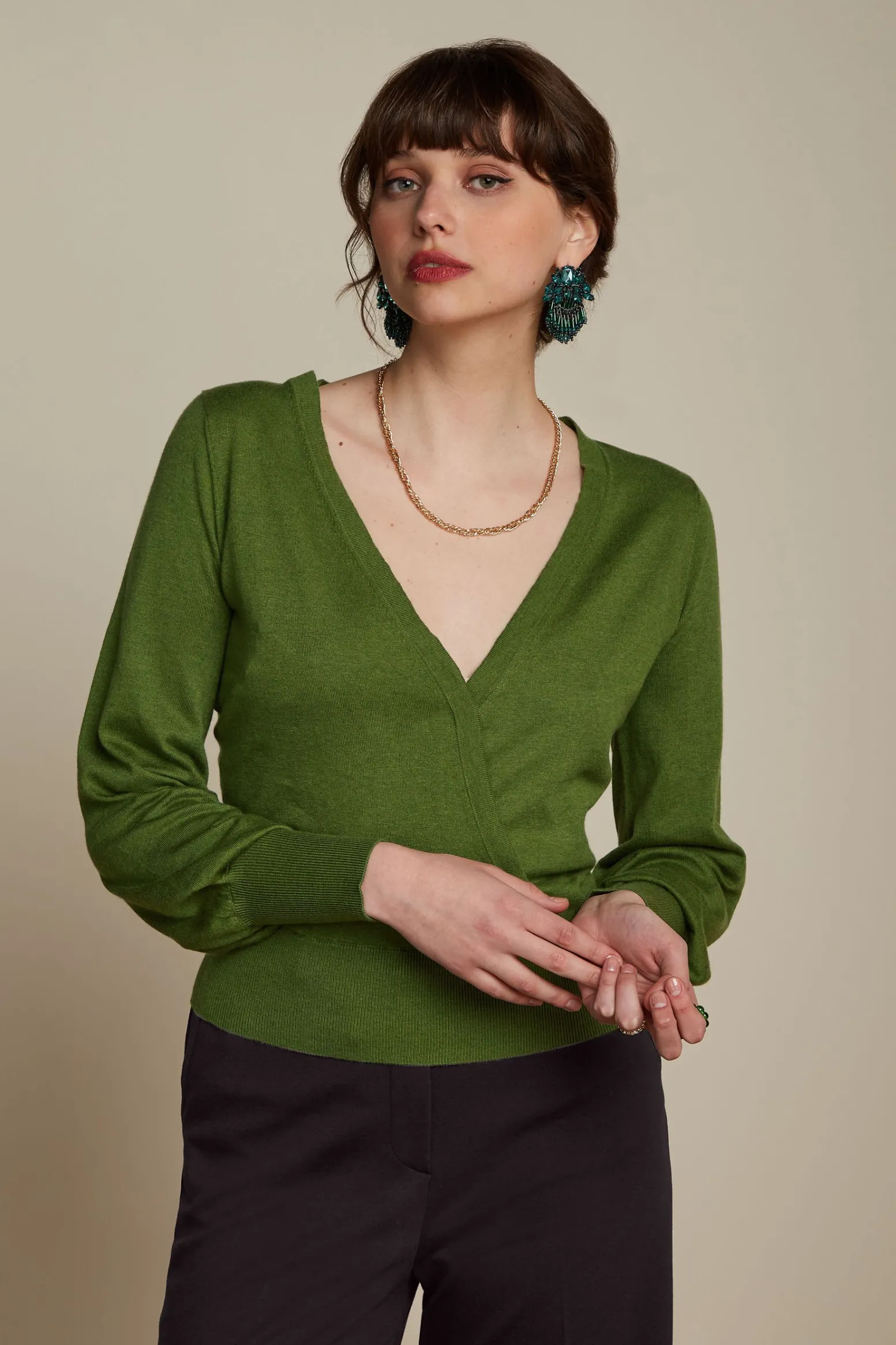 King Louie Tops & Shirts|Lulu Wrap Top Cocoon Posey Green