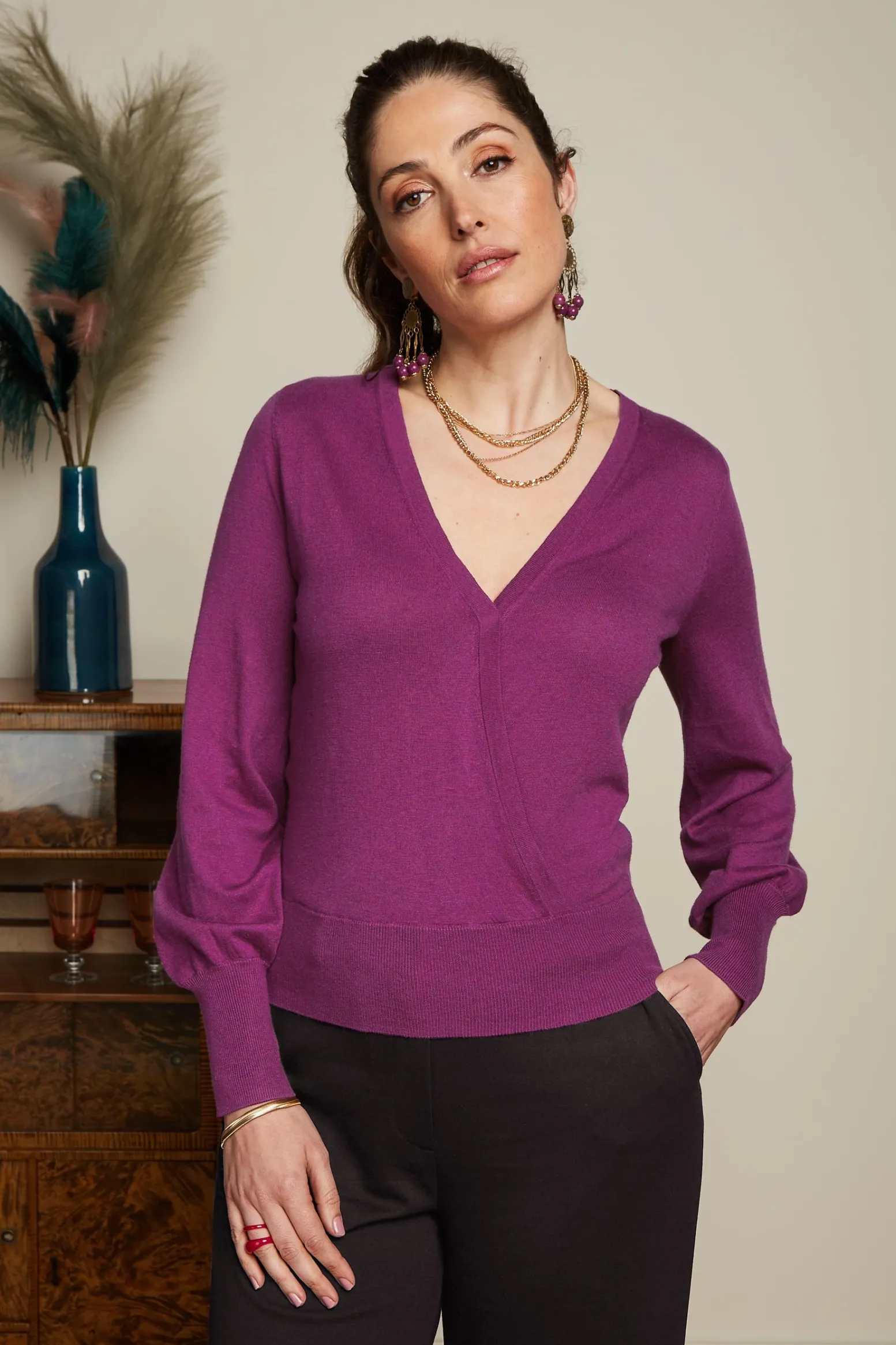 King Louie Tops & Shirts|Lulu Wrap Top Cocoon Vivid Purple