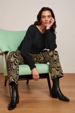 King Louie Broeken|Luz Cropped Pants Bobbin Jacquard Black
