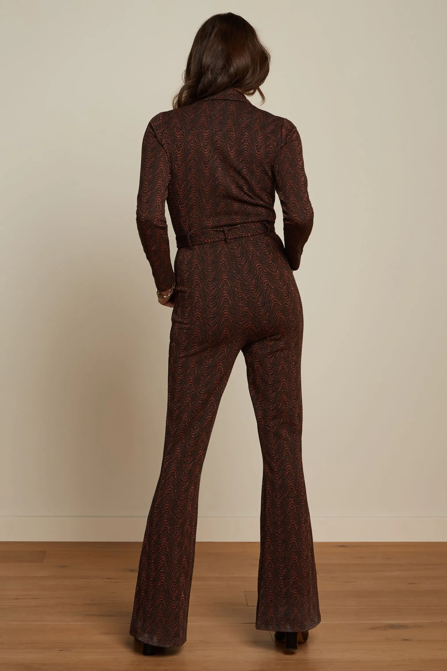 King Louie Jumpsuits|Macy Flared Jumpsuit Tempest Cognac Orange