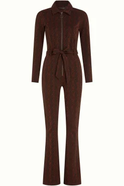 King Louie Jumpsuits|Macy Flared Jumpsuit Tempest Cognac Orange