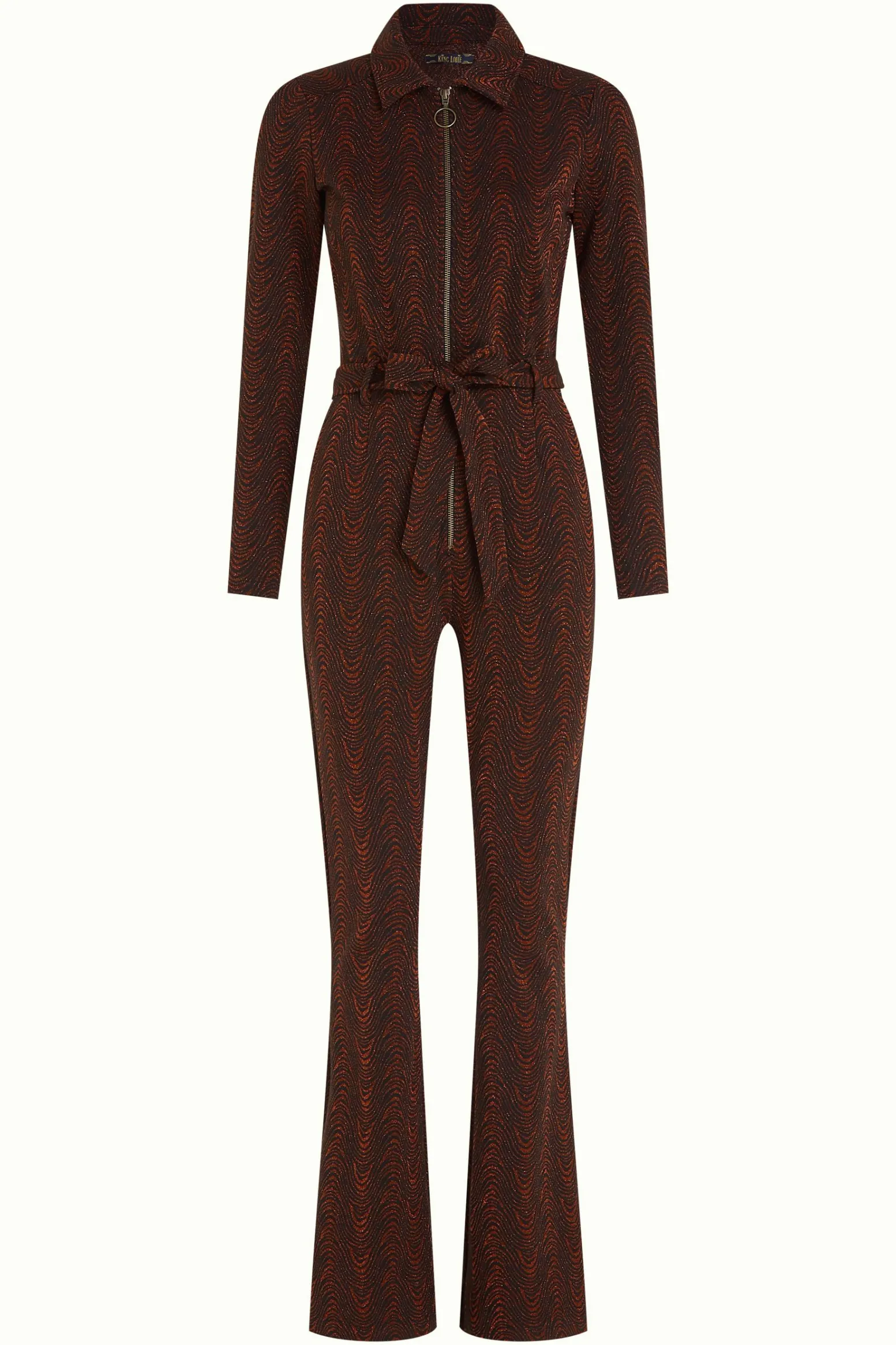 King Louie Jumpsuits|Macy Flared Jumpsuit Tempest Cognac Orange