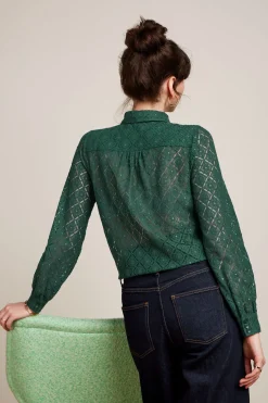 King Louie Blouses|Maisie Blouse Artiste Lace Amazon Green