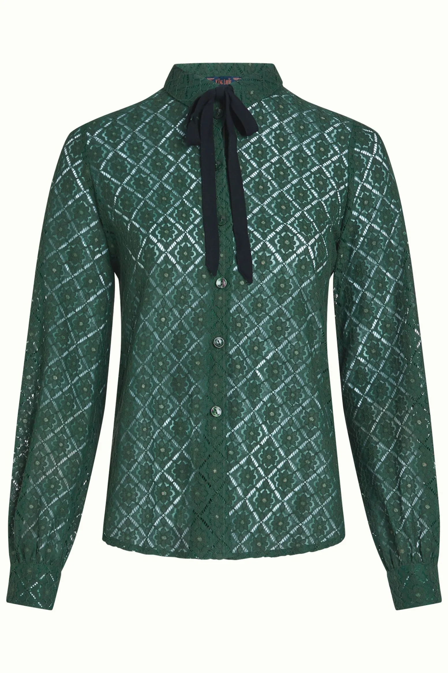 King Louie Blouses|Maisie Blouse Artiste Lace Amazon Green