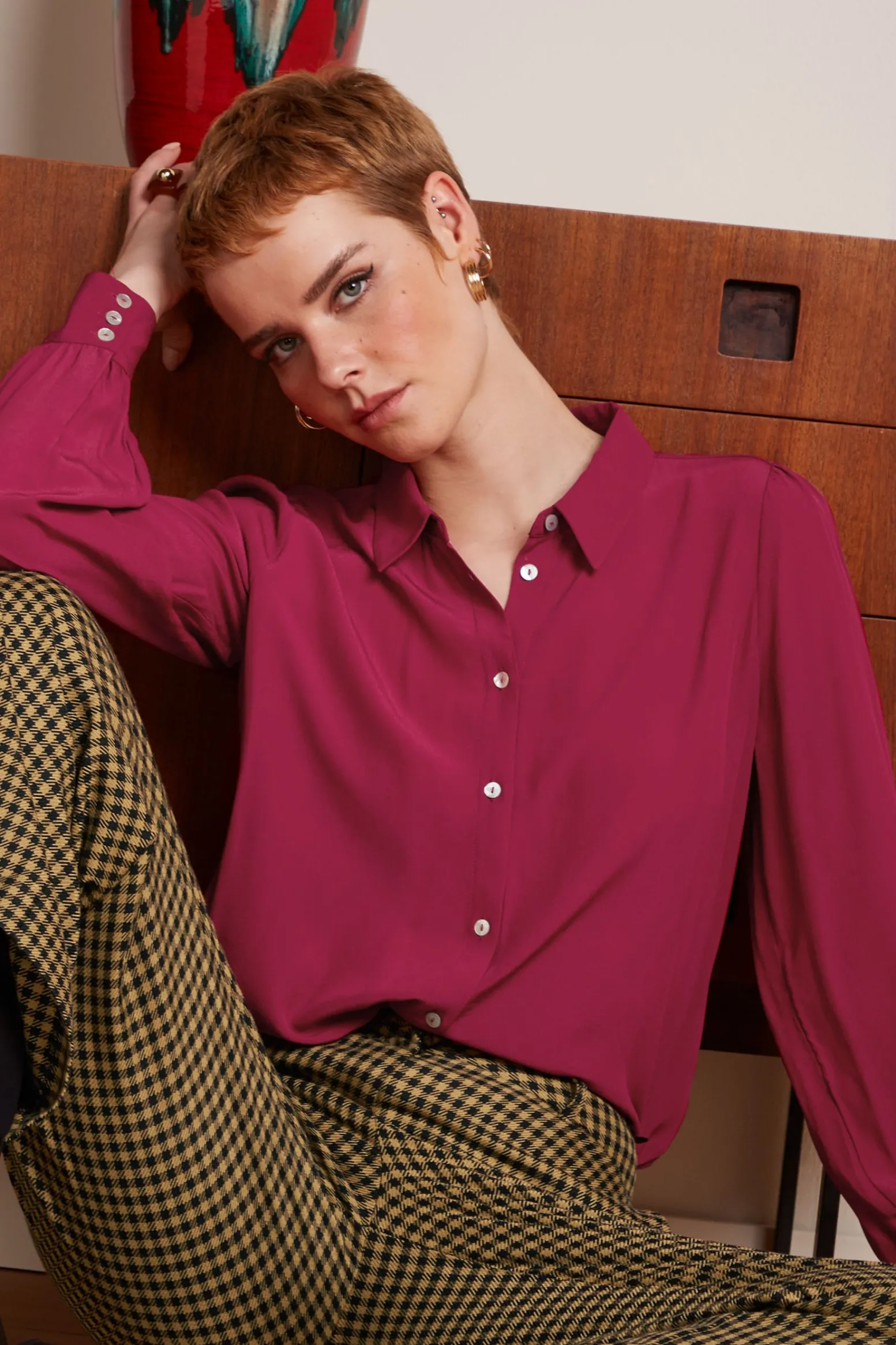 King Louie Blouses|Maisie Blouse Etoile Framboise Pink