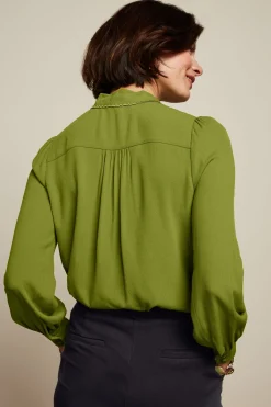 King Louie Blouses|Maisie Blouse Lyonne Embroidery Woodbine Green