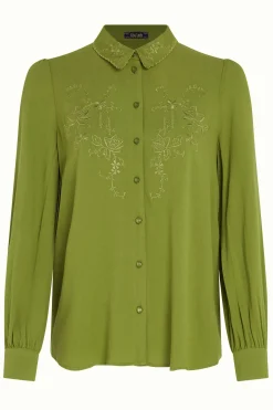 King Louie Blouses|Maisie Blouse Lyonne Embroidery Woodbine Green