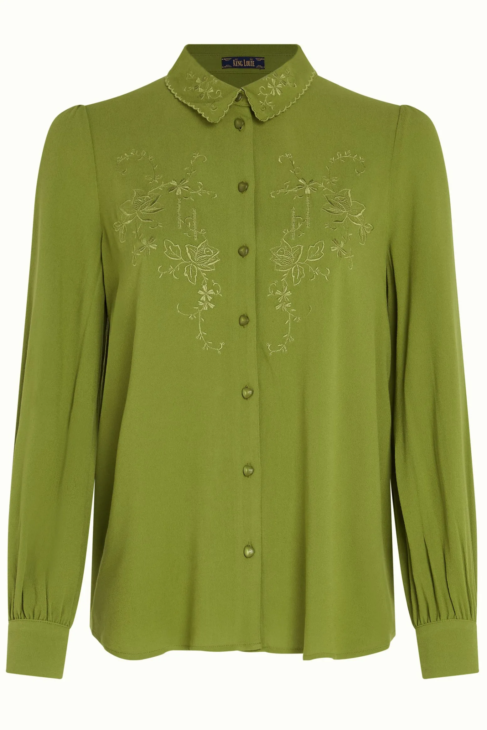 King Louie Blouses|Maisie Blouse Lyonne Embroidery Woodbine Green