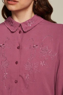 King Louie Blouses|Maisie Blouse Lyonne Embroidery Maroon Red
