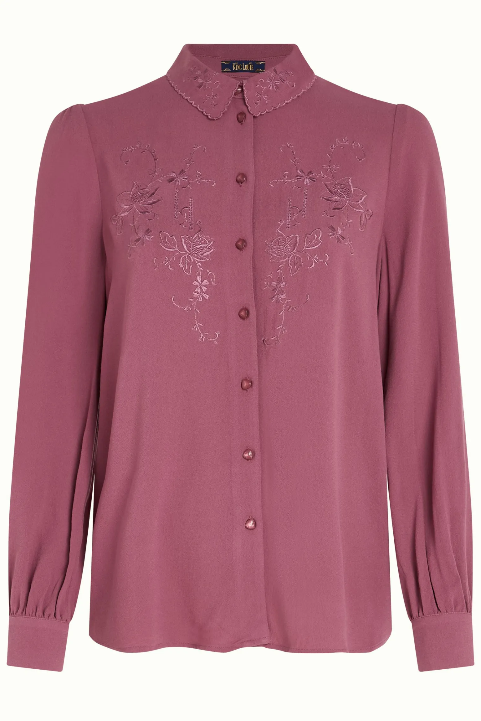 King Louie Blouses|Maisie Blouse Lyonne Embroidery Maroon Red
