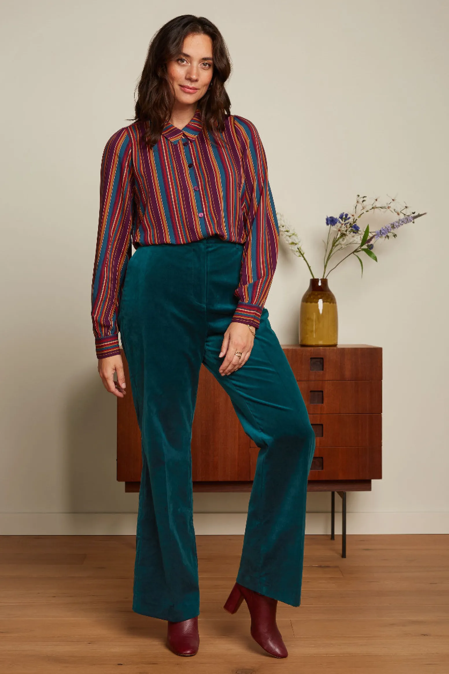 King Louie Blouses|Maisie Blouse Marion Stripe Imperial Purple