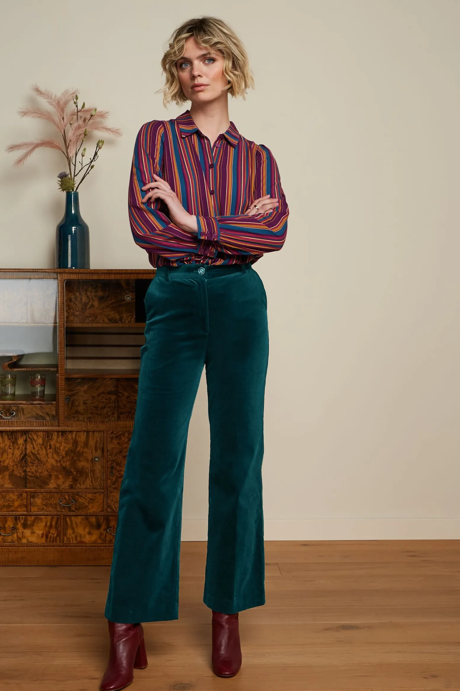 King Louie Blouses|Maisie Blouse Marion Stripe Imperial Purple