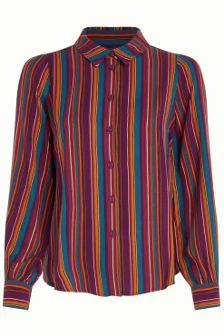 King Louie Blouses|Maisie Blouse Marion Stripe Imperial Purple