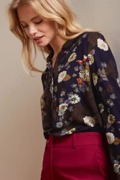 King Louie Blouses|Maisie Blouse Rising Evening Blue