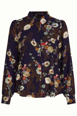 King Louie Blouses|Maisie Blouse Rising Evening Blue