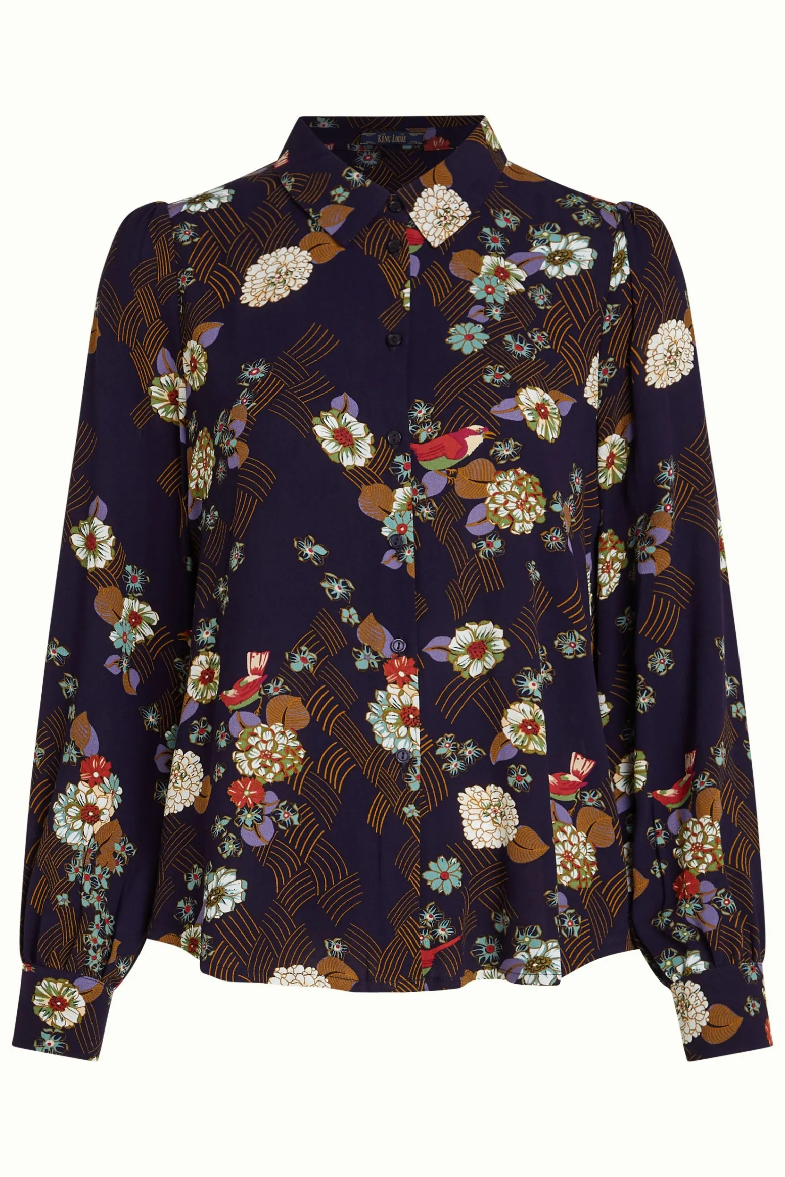 King Louie Blouses|Maisie Blouse Rising Evening Blue