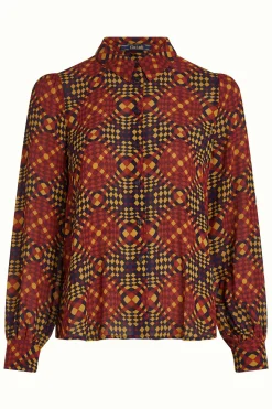 King Louie Blouses|Maisie Blouse Zesty Evening Blue