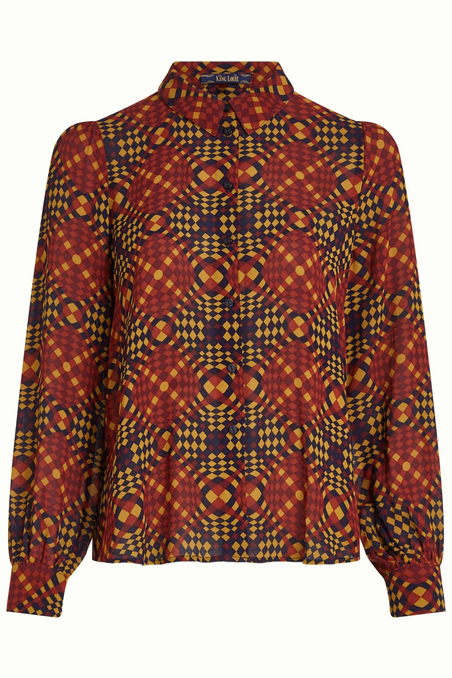 King Louie Blouses|Maisie Blouse Zesty Evening Blue