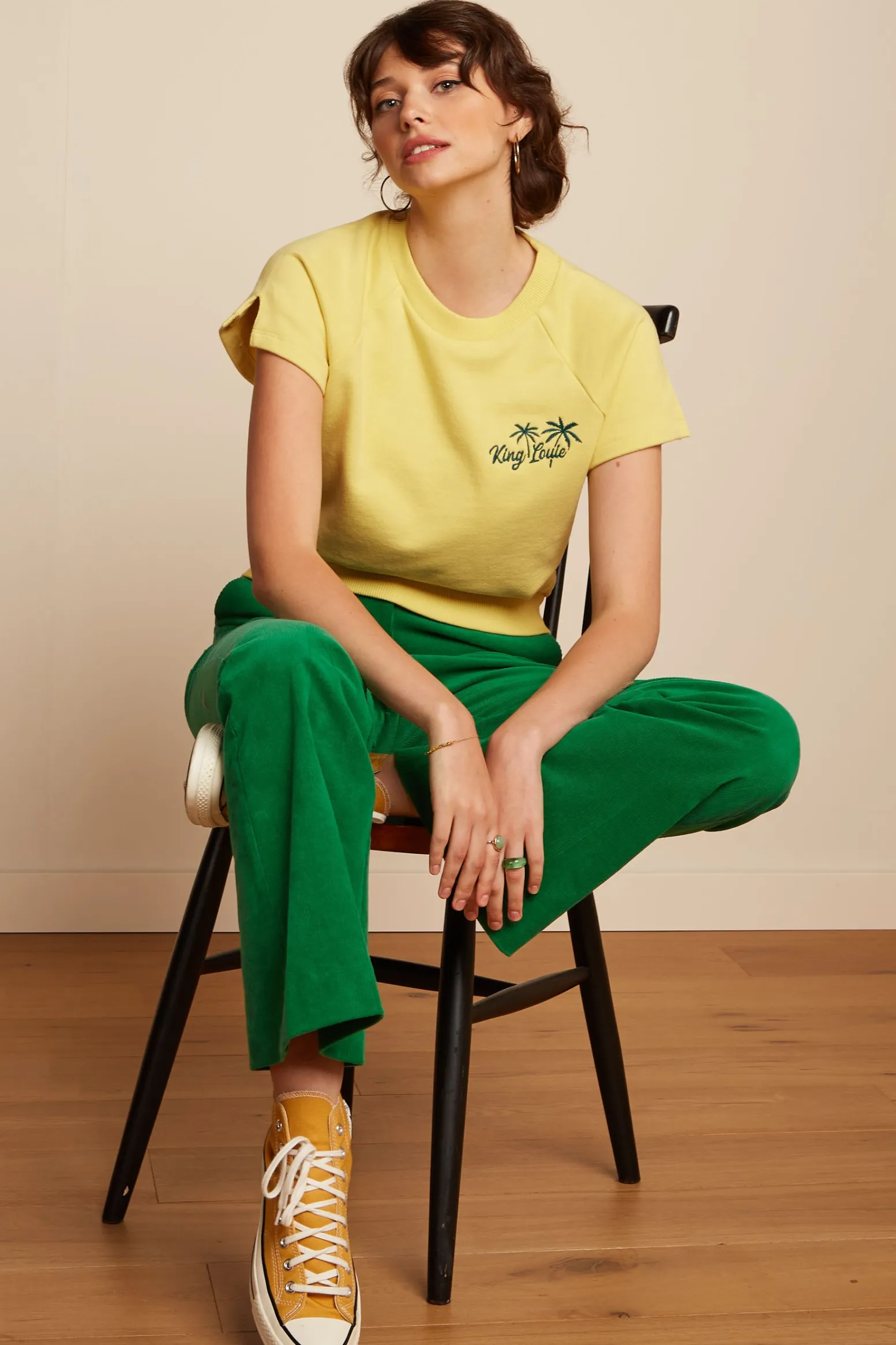 King Louie Broeken|Marcie Flared Pants Babyrib Meadow Green