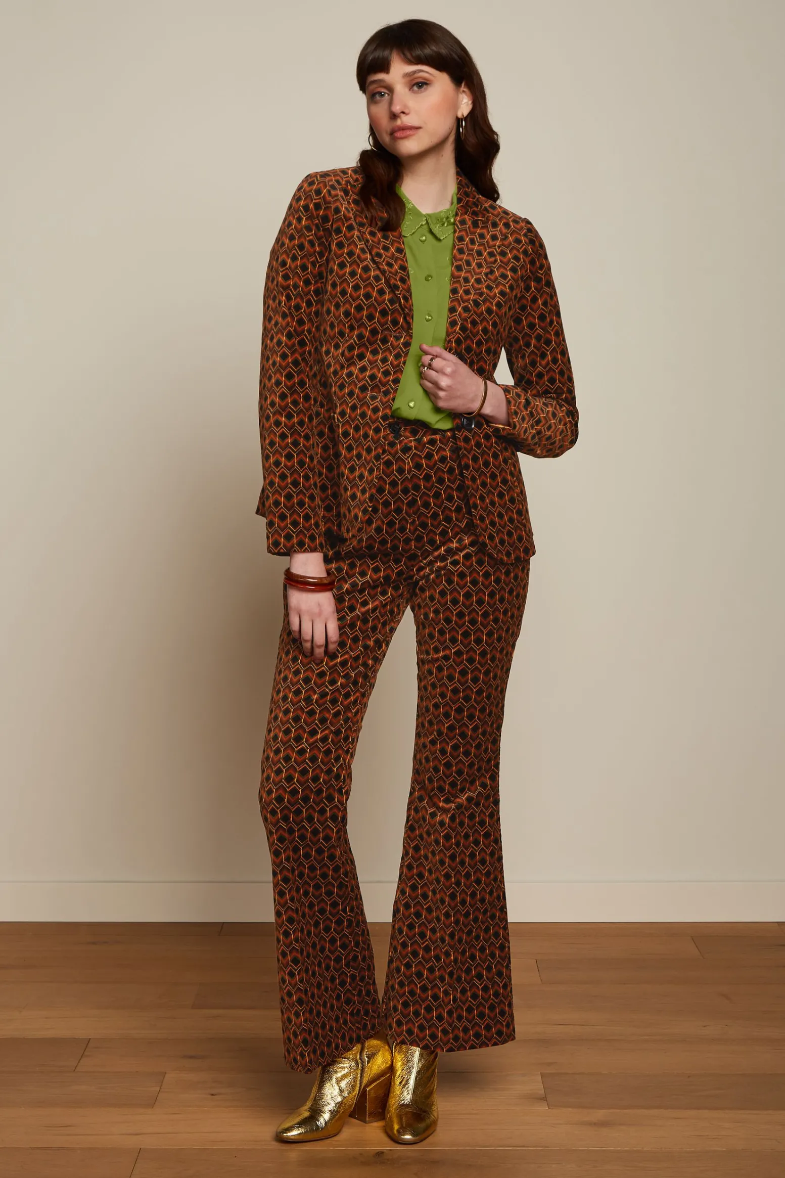 King Louie Broeken|Marcie Flared Pants Quentin Black
