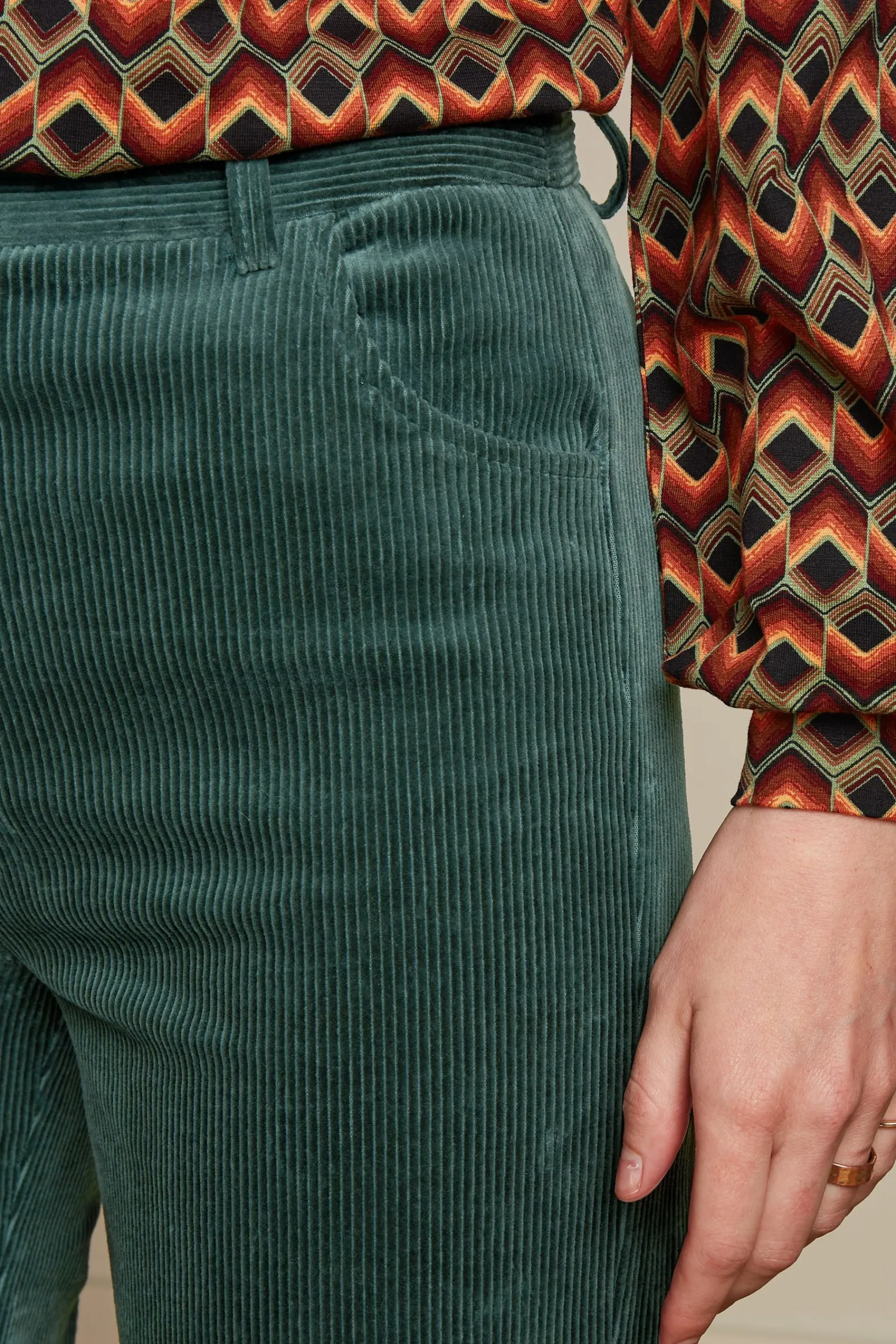King Louie Broeken|Marcie Pants Corduroy Sycamore Green