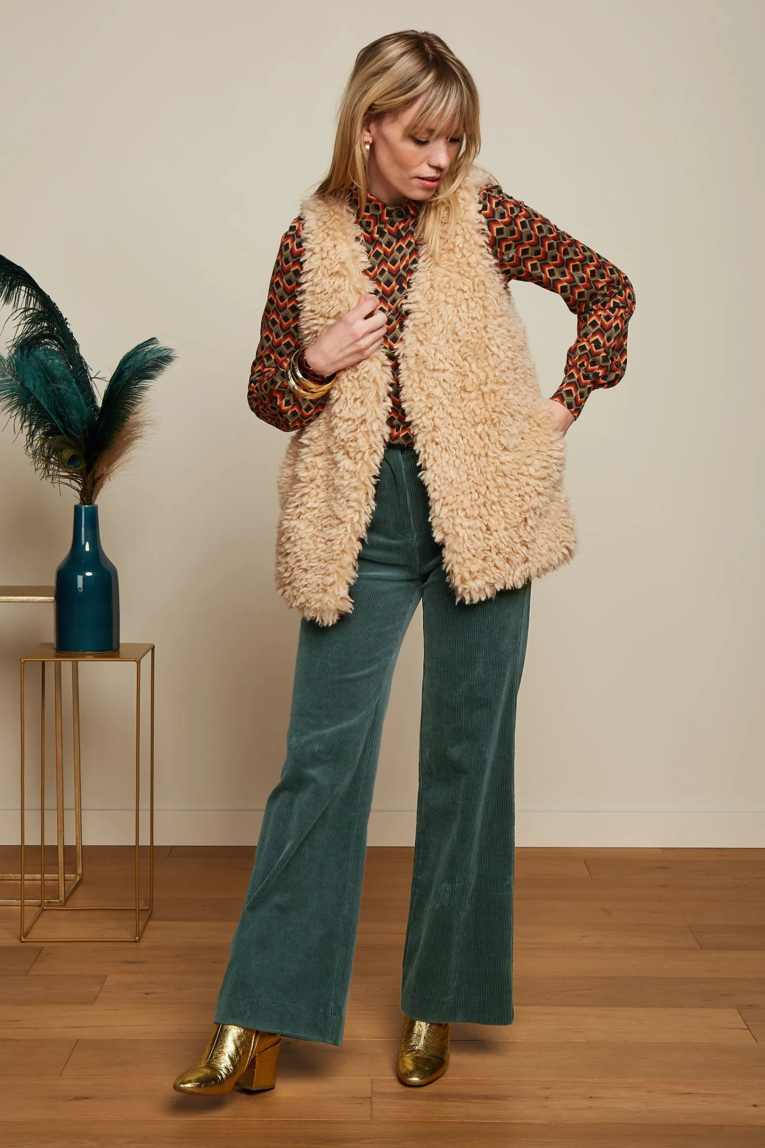 King Louie Broeken|Marcie Pants Corduroy Sycamore Green