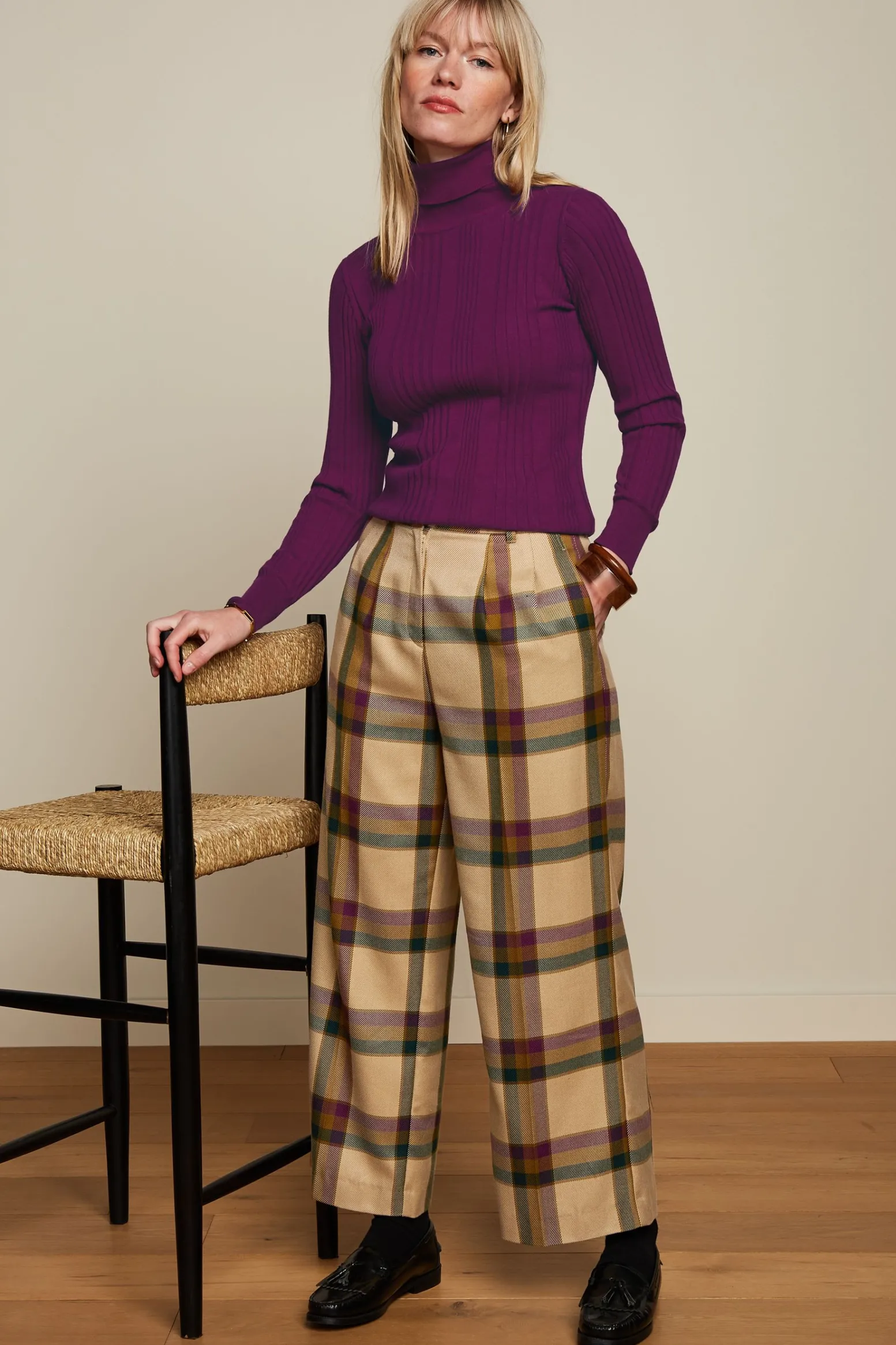 King Louie Broeken|Marlene Cropped Pants Dreamer Check Pine Green