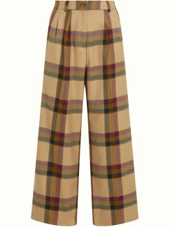 King Louie Broeken|Marlene Cropped Pants Dreamer Check Pine Green
