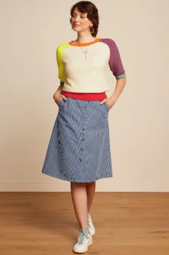 King Louie Rokken|Mary Skirt Osei Stripe Denim Blue