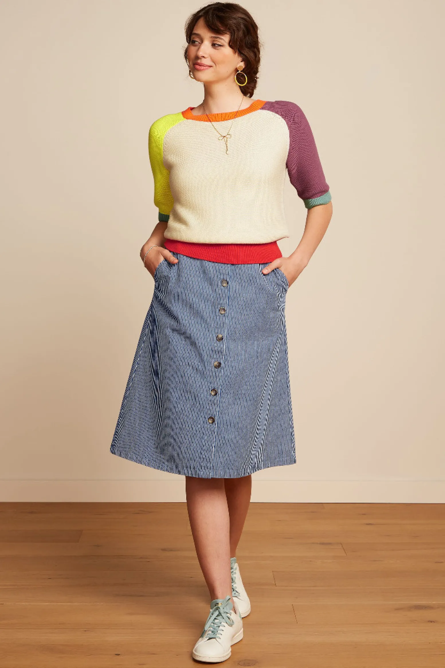 King Louie Rokken|Mary Skirt Osei Stripe Denim Blue