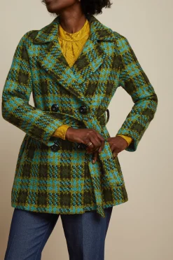 King Louie Jassen & Blazers|Maura Short Coat Muller Check Olive Green
