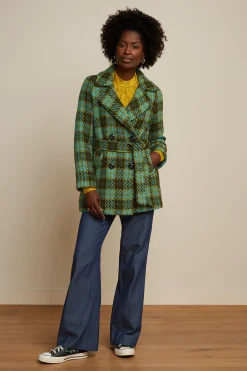 King Louie Jassen & Blazers|Maura Short Coat Muller Check Olive Green