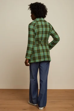 King Louie Jassen & Blazers|Maura Short Coat Muller Check Olive Green