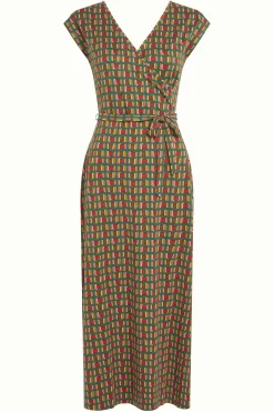 King Louie Jurken|Mira Maxi Dress Rondine Ponderosa Green