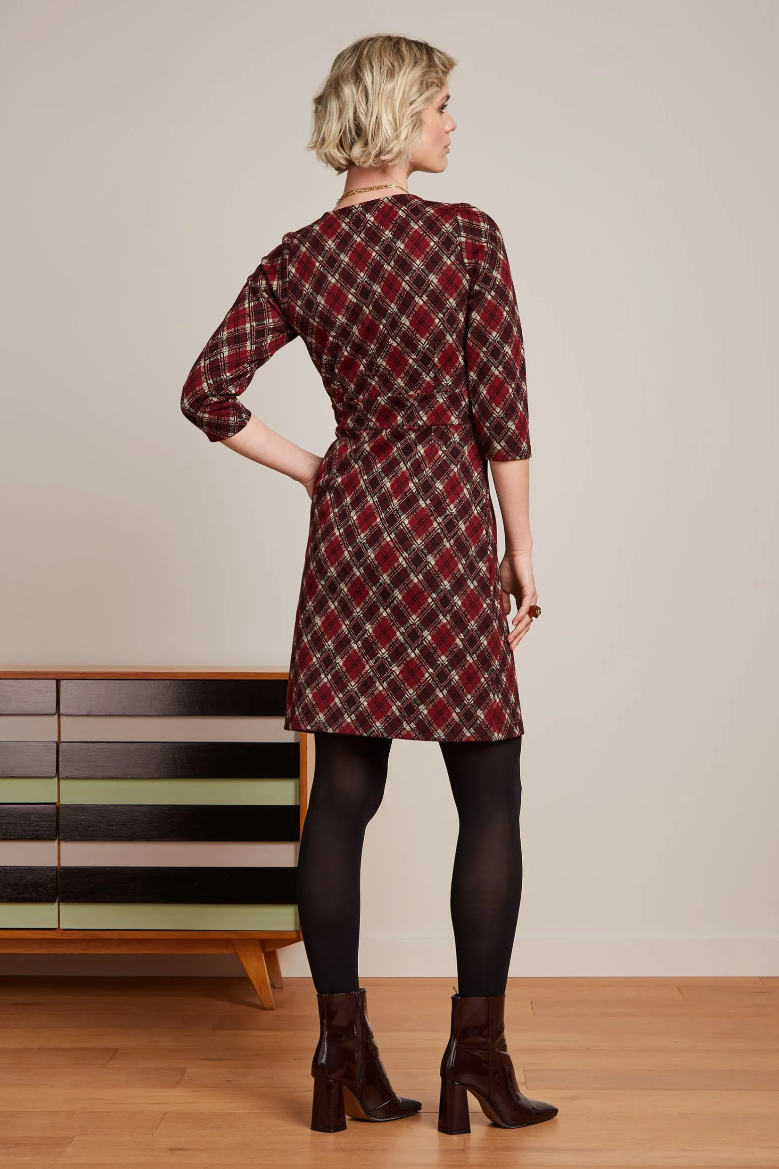 King Louie Jurken|Mona Dress Riley Jacquard Cabernet Red