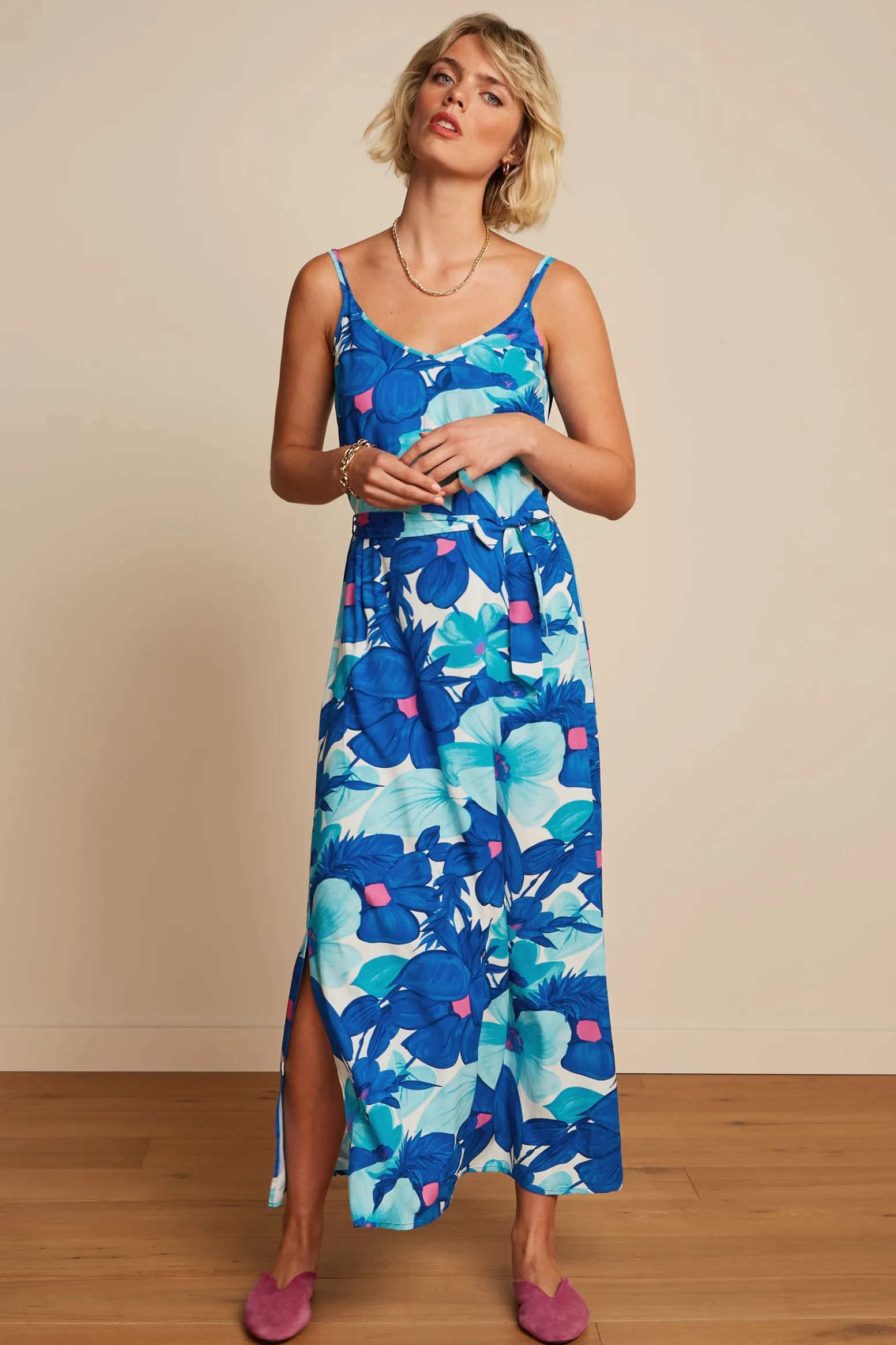 King Louie Jurken|Nadya Maxi Dress Seychelles Surf Blue