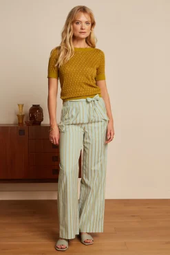 King Louie Broeken|Neva Pants Ash Stripe Foam Green