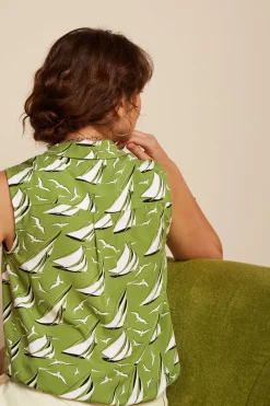 King Louie Blouses|Nova Blouse Bateau Woodbine Green