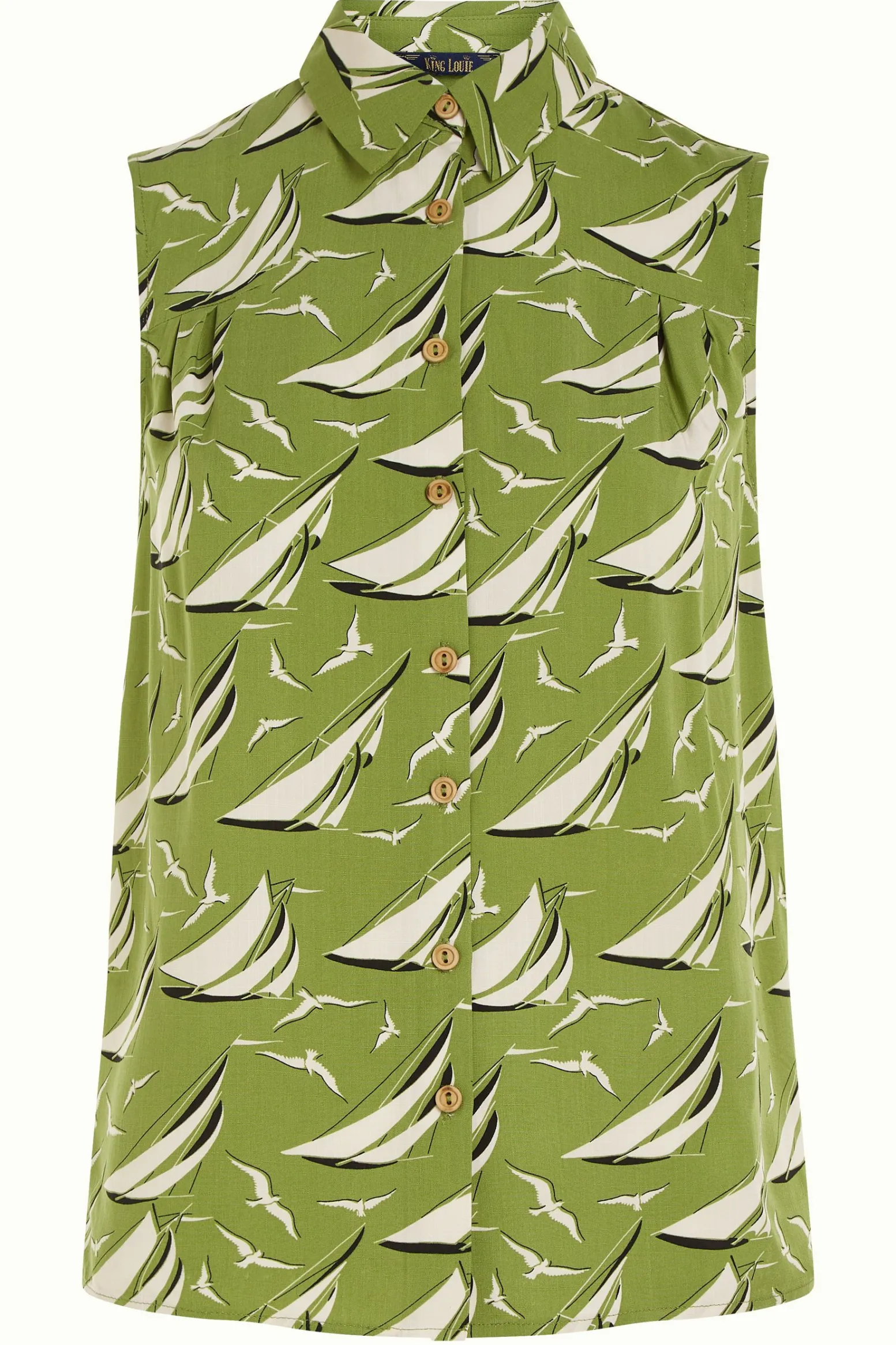 King Louie Blouses|Nova Blouse Bateau Woodbine Green