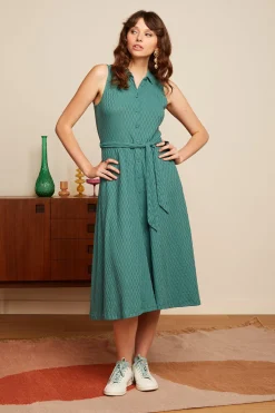 King Louie Jurken|Nova Dress Manelli Jacquard Smoke Green