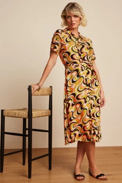 King Louie Jurken|Olive Dress Manic Spring Yellow