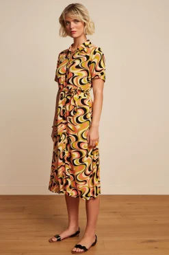 King Louie Jurken|Olive Dress Manic Spring Yellow
