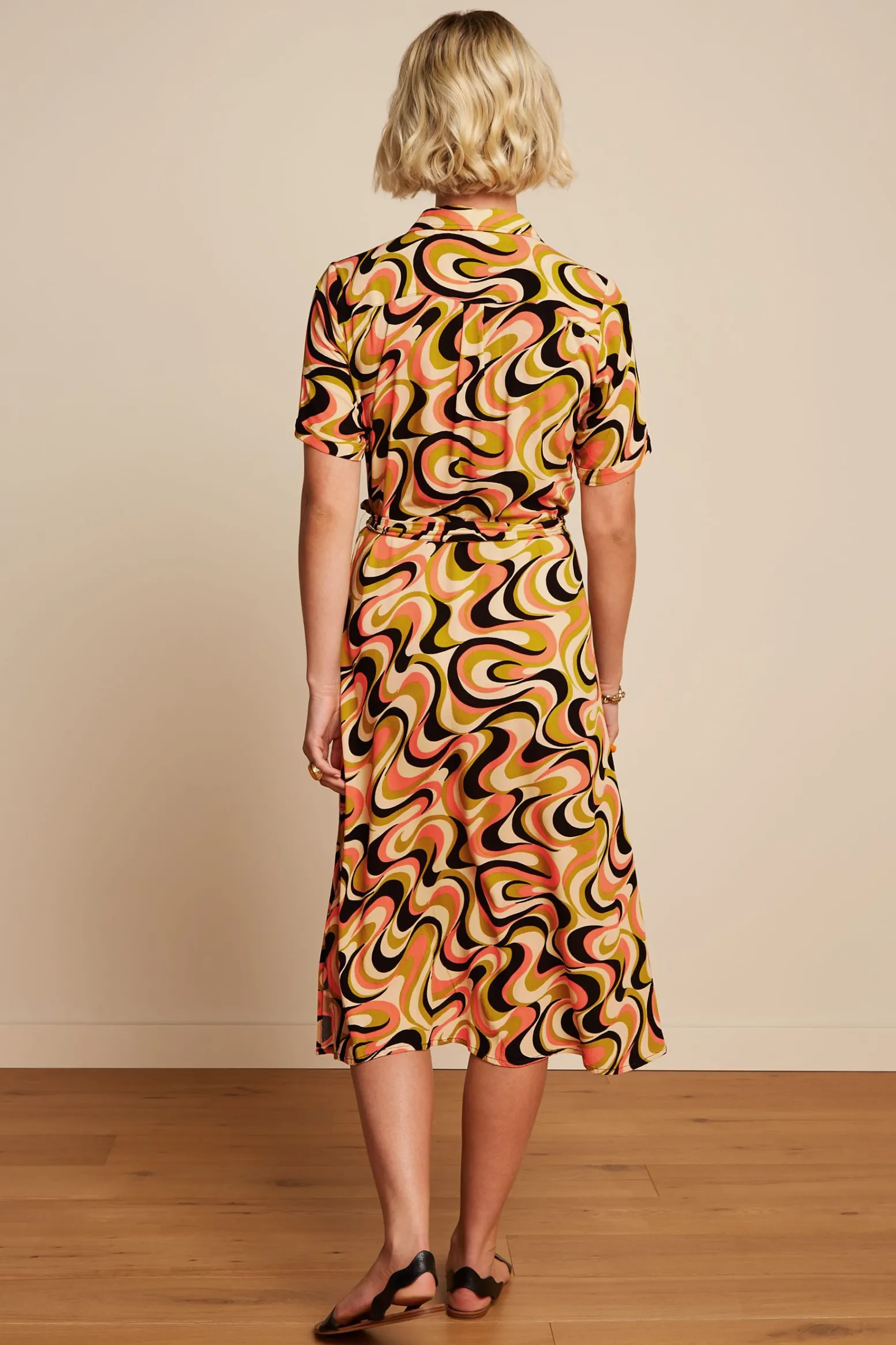King Louie Jurken|Olive Dress Manic Spring Yellow