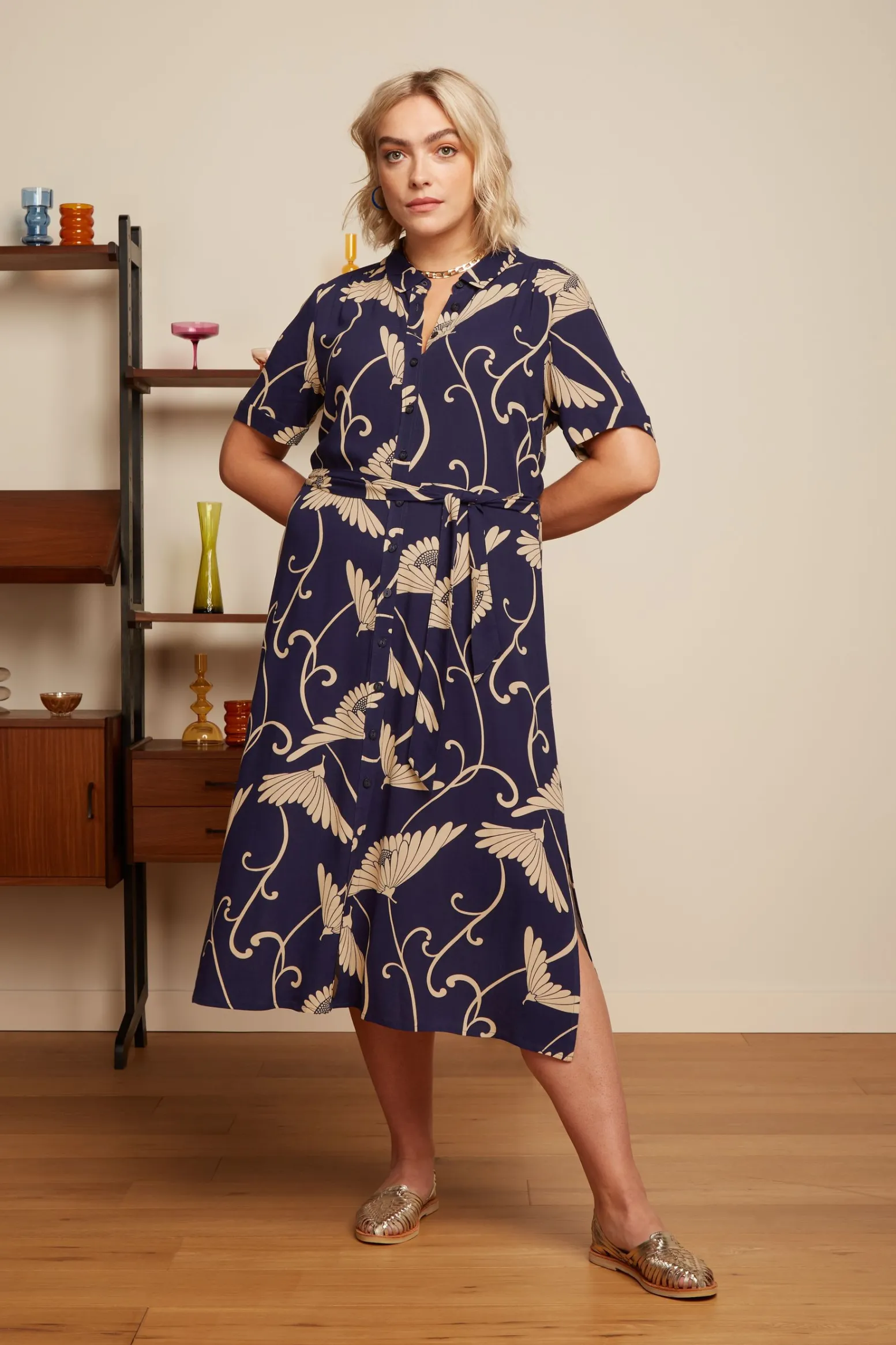 King Louie Jurken|Olive Dress Pixy Evening Blue
