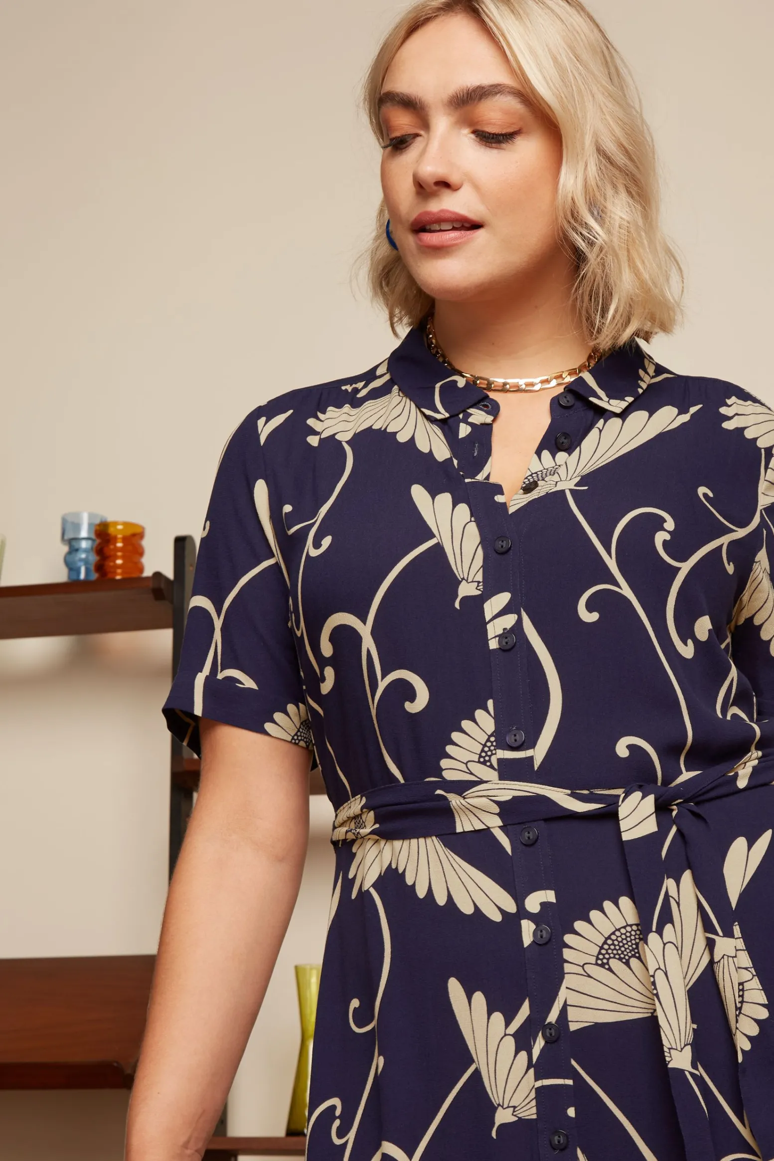 King Louie Jurken|Olive Dress Pixy Evening Blue