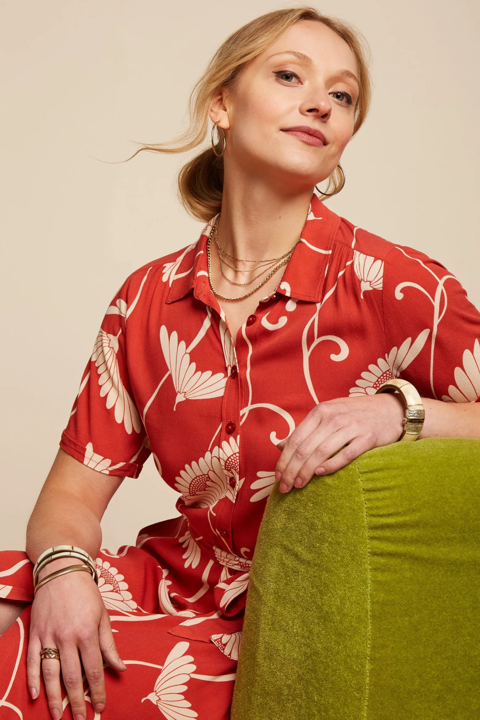 King Louie Jurken|Olive Dress Pixy Tweed Orange